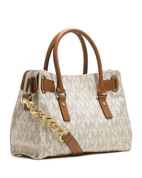 michael kors bag white and brown|Michael Kors brown leather bag.